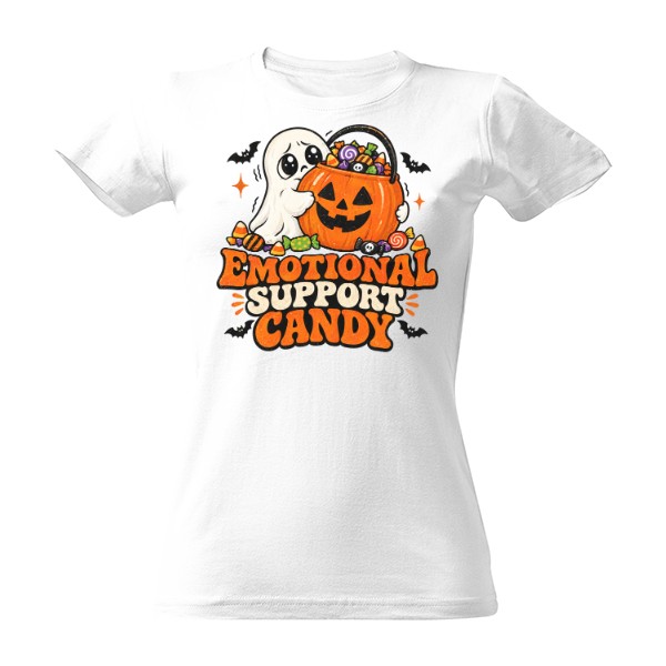 Tričko s potlačou Emotional Support Candy – duch so sladkosťami