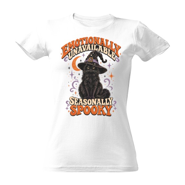 T-shirt Emotionally Unavailable – Black Cat In Witch Hat