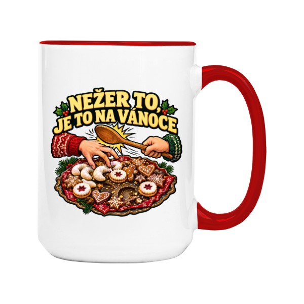 Mug big colourful Hands Off, It Is For Christmas – Cookie Guardian