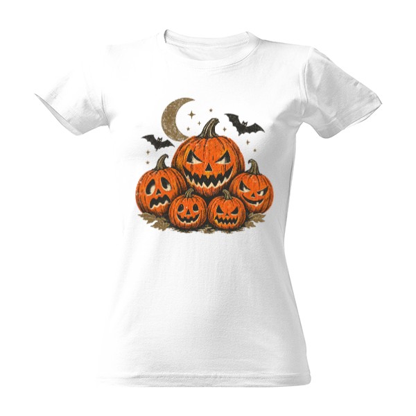 Tričko s potiskem Haunted Pumpkin Patch – strašidelné dýně pod měsícem