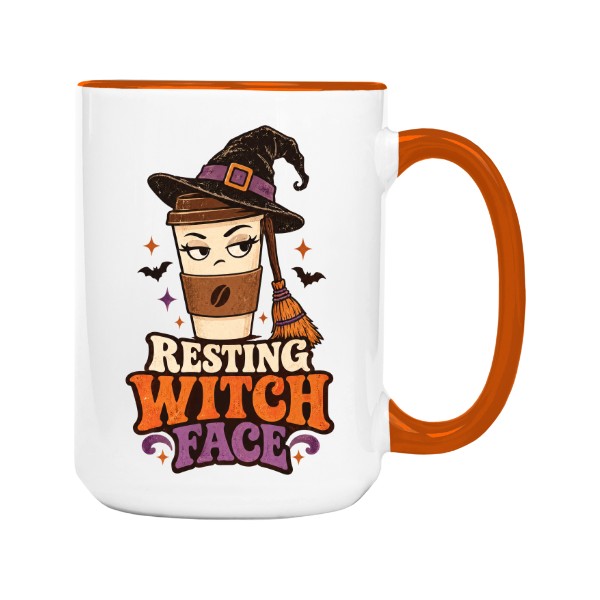Hrnek velký barevný s potiskem Resting Witch Face – před první kávou nemluvím