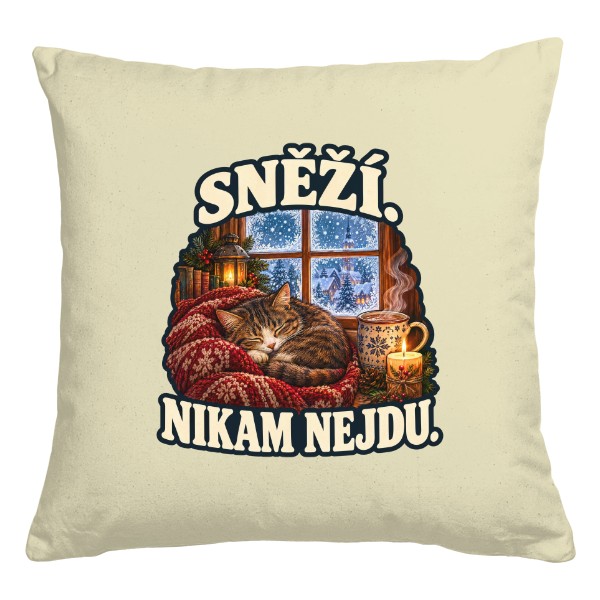 Pillow cotton Snowing. Staying In. – Czech Sleeping Cat Couch Decor
