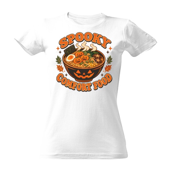 Tričko s potiskem Spooky Comfort Food – halloweenský ramen s dýněmi