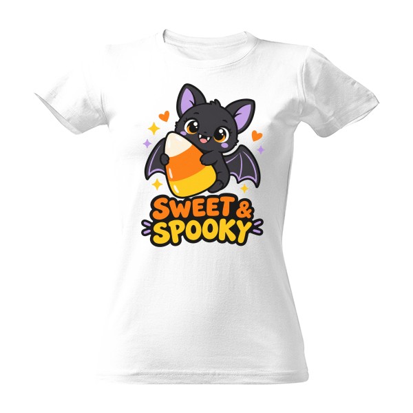 Tričko s potiskem Sweet & Spooky – sladký Halloween netopýr