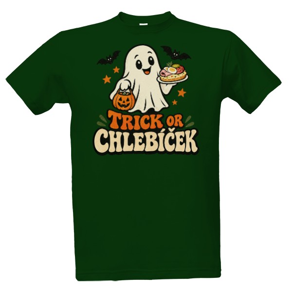 Tričko s potiskem Trick Or Chlebíček – český Halloween s chlebíčkem