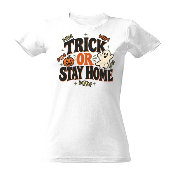 Tričko s potlačou Trick Or Stay Home – duch introvert zostáva doma